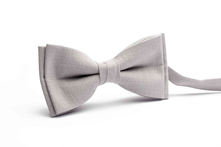 Dusty Grey Linen Bow Tie For Wedding