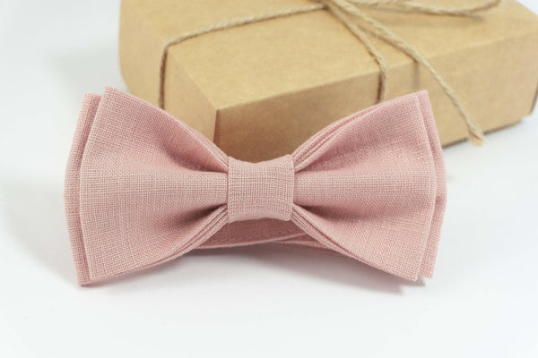 Dusty Pink Linen Bow tie