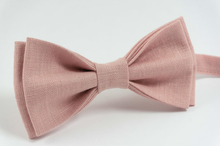 Dusty Pink Linen Bow tie