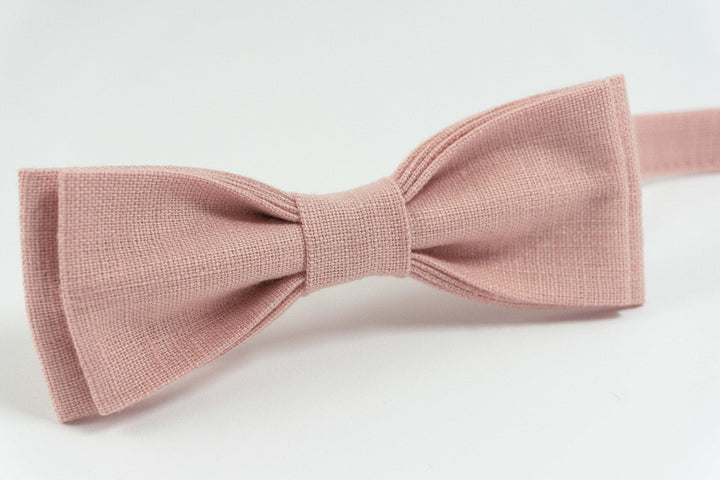 Dusty pink linen bow tie for boys | Linen wedding bow tie for groomsmen