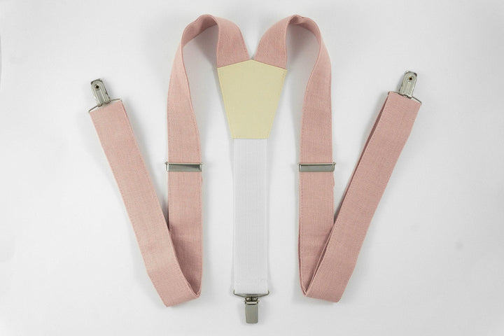 DUSTY PINK linen suspenders Adjustable Y- Back Suspenders - Dusty pink wedding suspenders for groomsmen