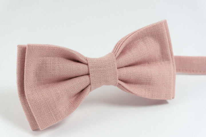 Dusty pink pre tied bow ties for you groom | High Quality Linen pre tied bow ties for you weddings - High quality adjustable strap