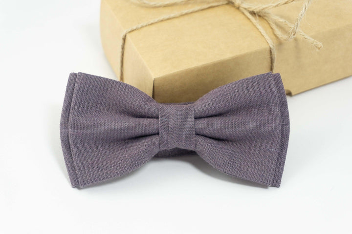 Dusty purple linen bow tie | best mens ties