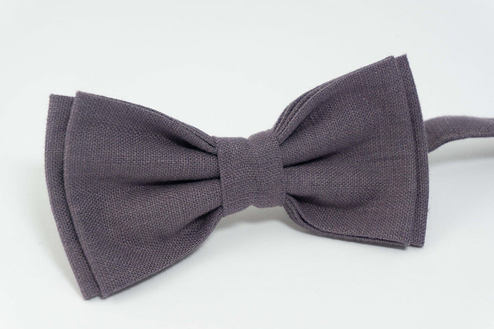 Dusty purple linen bow tie | wedding bow tie