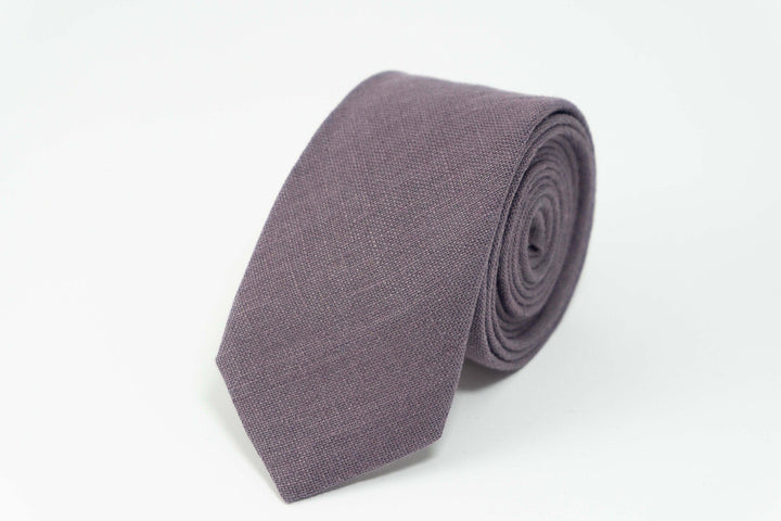 Dusty Purple Groomsmen Necktie - Elegant Linen Tie for Weddings