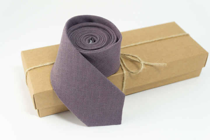 Dusty Purple Groomsmen Necktie - Elegant Linen Tie for Weddings
