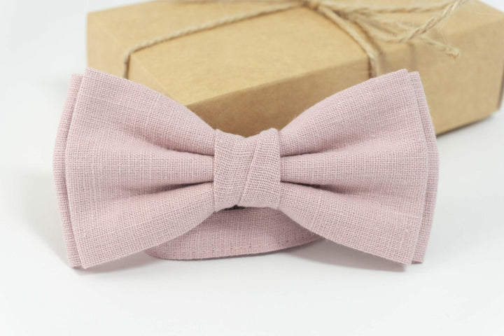 Dusty rose bow tie | Dusty rose linen bow tie