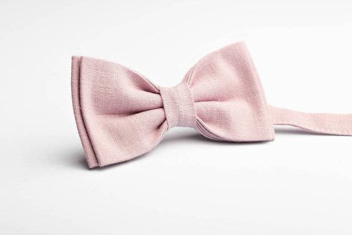 Light Dusty Rose Linen Bow Tie - Subtle Sophistication for Any Occasion