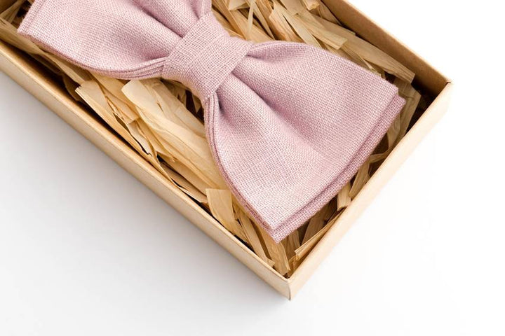 Light Dusty Rose Linen Bow Tie - Subtle Sophistication for Any Occasion