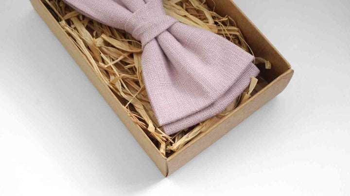 Dusty Rose Linen Bow Tie - Perfect for Weddings, Groomsmen & Formal Events