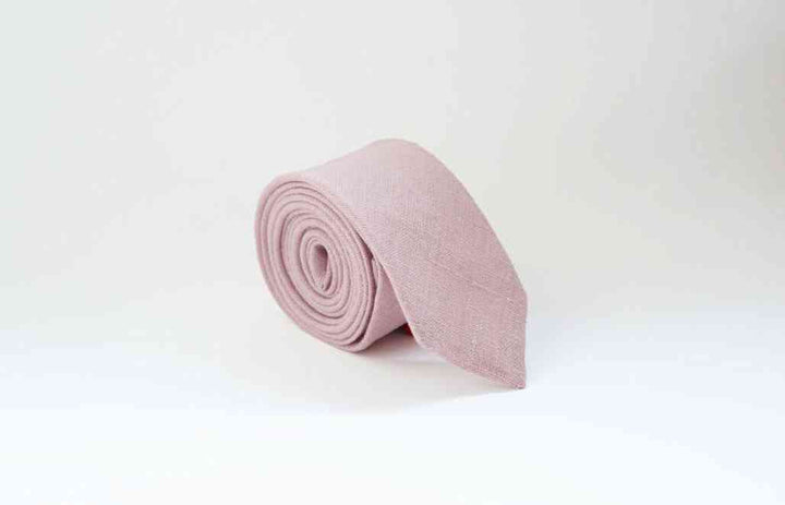 Upgrade Your Look with a Dusty Rose Linen Necktie - Perfect for Weddings, Grooms, and Special Occasions.