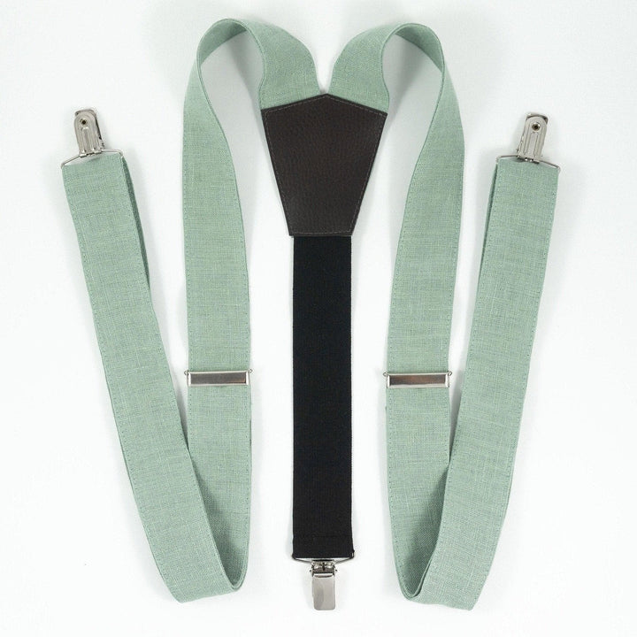 DUSTY SAGE linen suspenders Adjustable Y- Back Suspenders