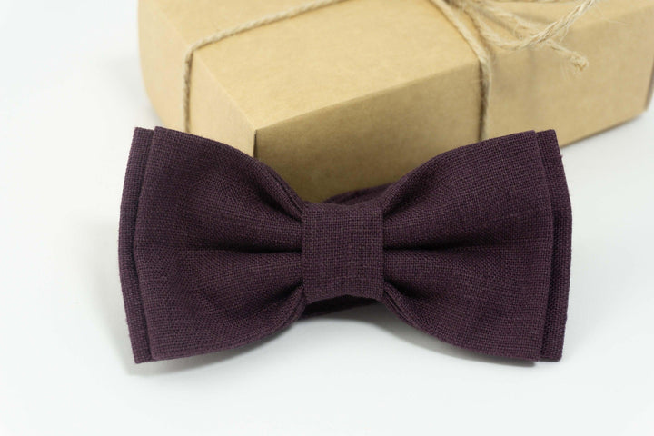 Eggplant color bow tie | wedding ties and pocket squares