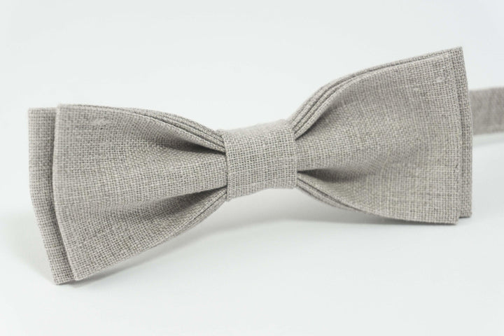 Gray Natural linen bow tie | Gray wedding bow ties