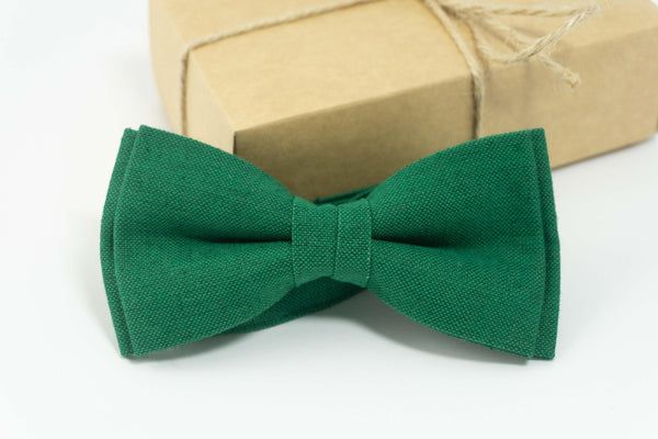 Green bow tie | linen bow tie for weddings