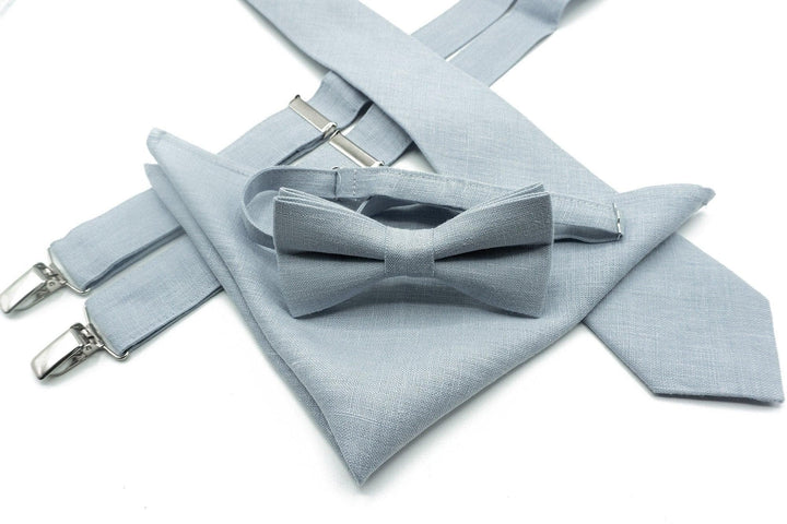 Groomsmen Solid Linen Tie in Dusty Blue