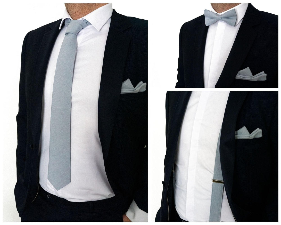 Groomsmen Solid Linen Tie in Dusty Blue