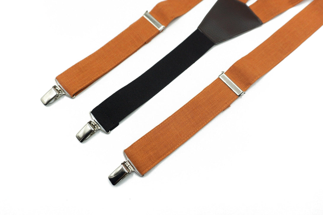 Premium Burnt Orange Men's Tie, Bowtie and Pocket Square Set for Formal Occasions