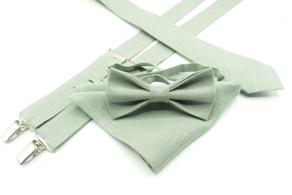 Sage Green Bow Tie and Suspenders for Boys