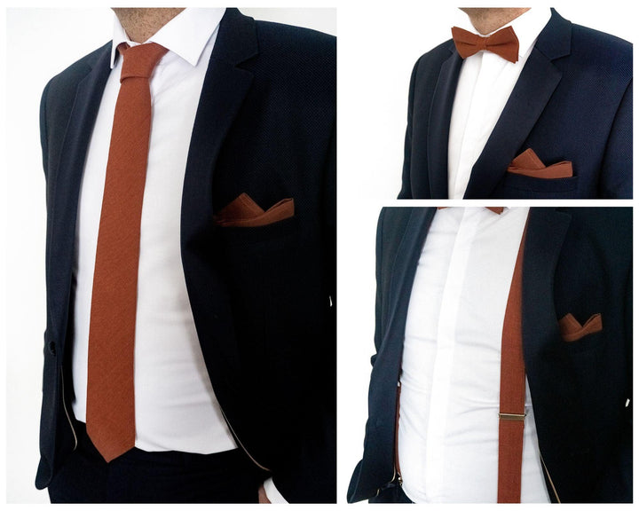 Terracotta Bow Tie with Optional Suspender Available - Enhance Your Style Now