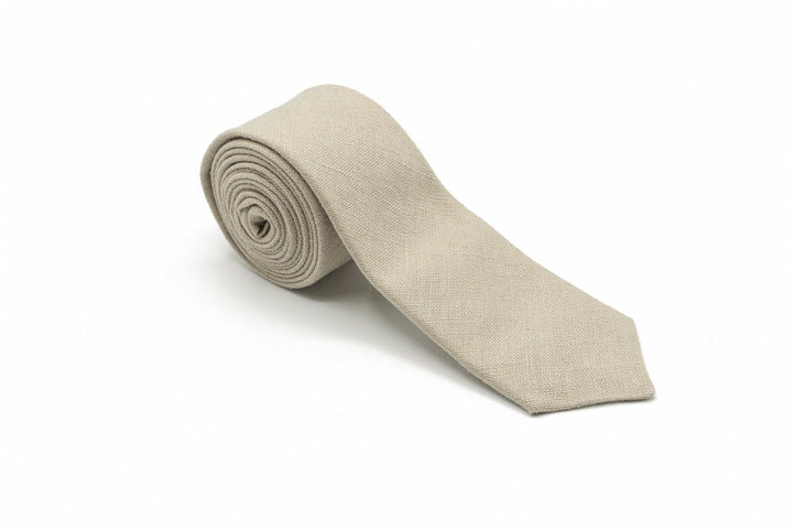 Beige Linen Bow Tie for Men and Boys