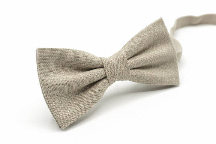 Beige Linen Bow Tie for Men and Boys