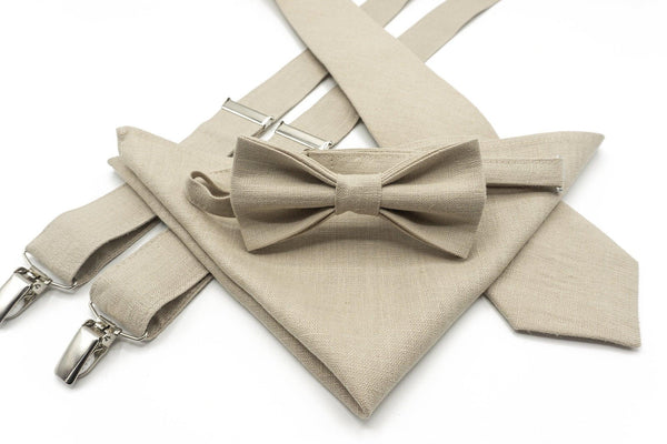 Beige Bow Tie Set for Men and Boys