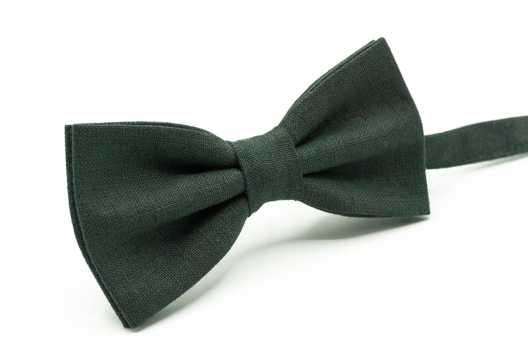 Wedding Linen Necktie and Hanky in Dark Forest Green