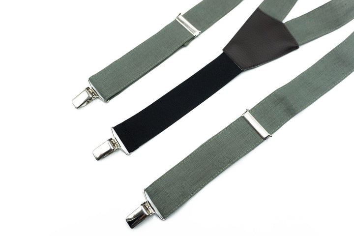 Sage Green Wedding Accessories - Matching Braces & Bowties for Groom and Groomsmen