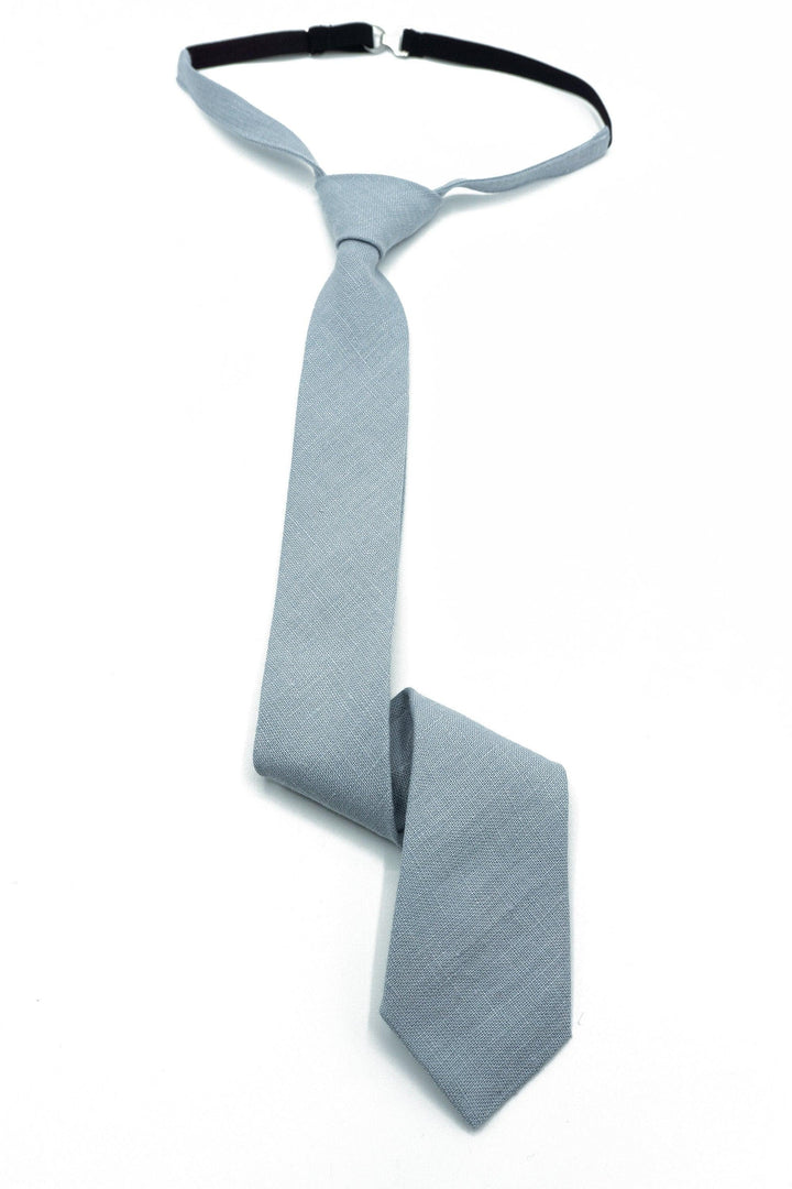 Groomsmen Solid Linen Tie in Dusty Blue