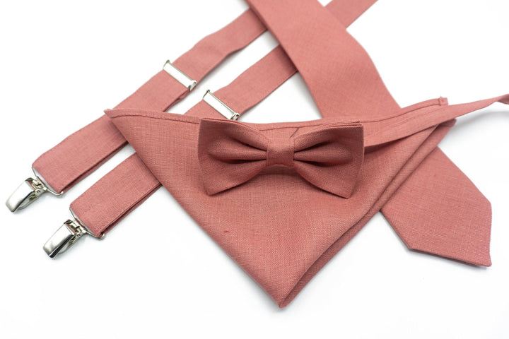 Stylish Dusty Rose Bow Ties and Suspenders for Any Occasion, Mens Ring Bearer Groom best Man outfit , Kids Baby boy gift set