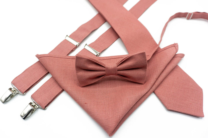 Dusty Rose Groomsmen Bow Ties & Suspenders for your Wedding