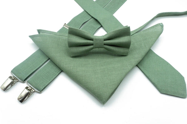 Sage Green Tie and Groomsmen Bow Ties for Wedding