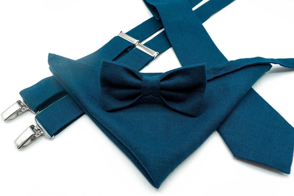 Marine Blue Adjustable Y-Back Suspenders Set for Men