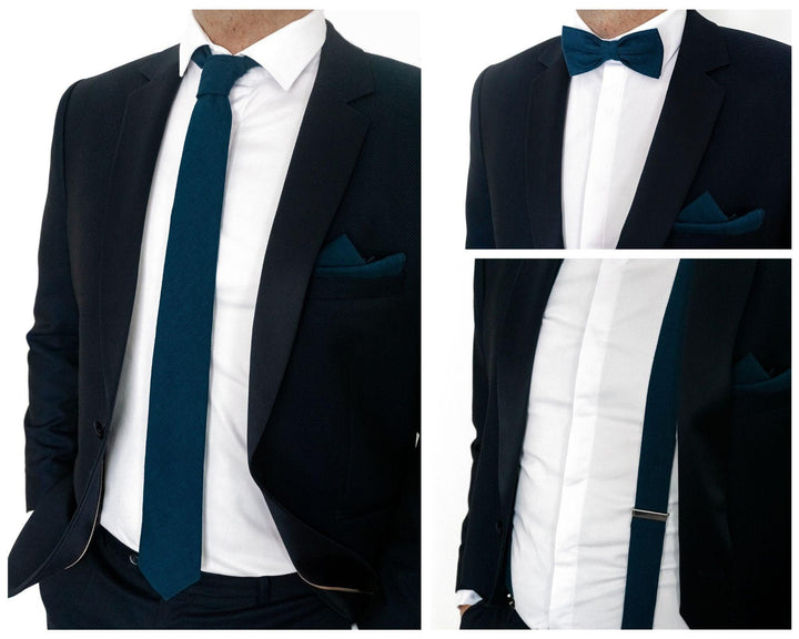 Marine Blue Adjustable Y-Back Suspenders Set for Men