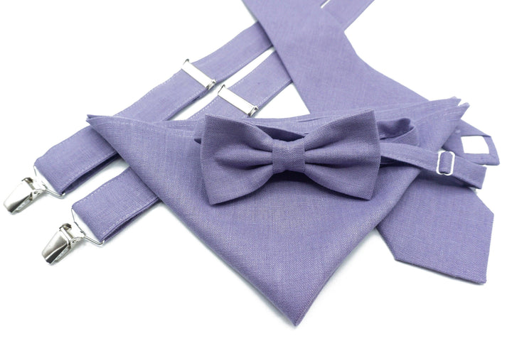 Shop Our Lavender Bow Tie and Suspender Set for Men, Boys, Toddlers, and Babies - Perfect for Any Occasion!
