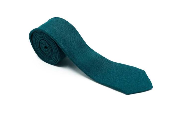 Teal Green Linen Bow Tie & Suspenders | Groomsmen & Ring Bearer Accessory