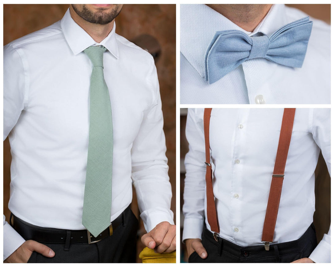 Dusty Pink Linen Bow Tie for a Stylish Wedding Look