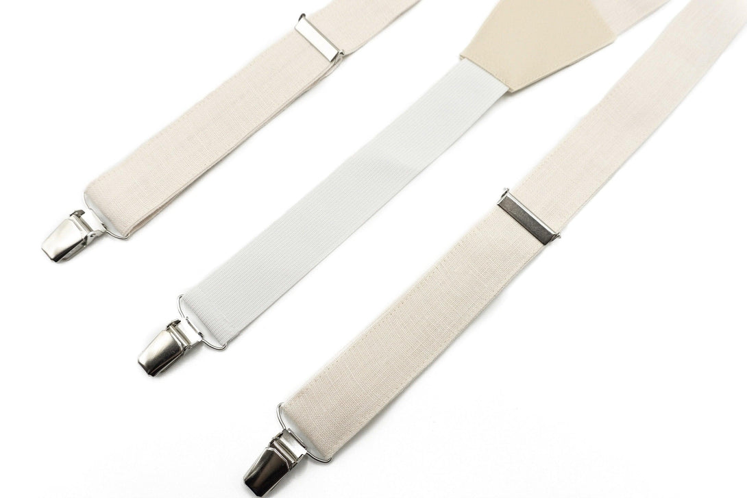 Ivory Bow Tie Set with Wedding Suspenders - Perfect for Boys Baptism, Ring Bearer, Christening, and More