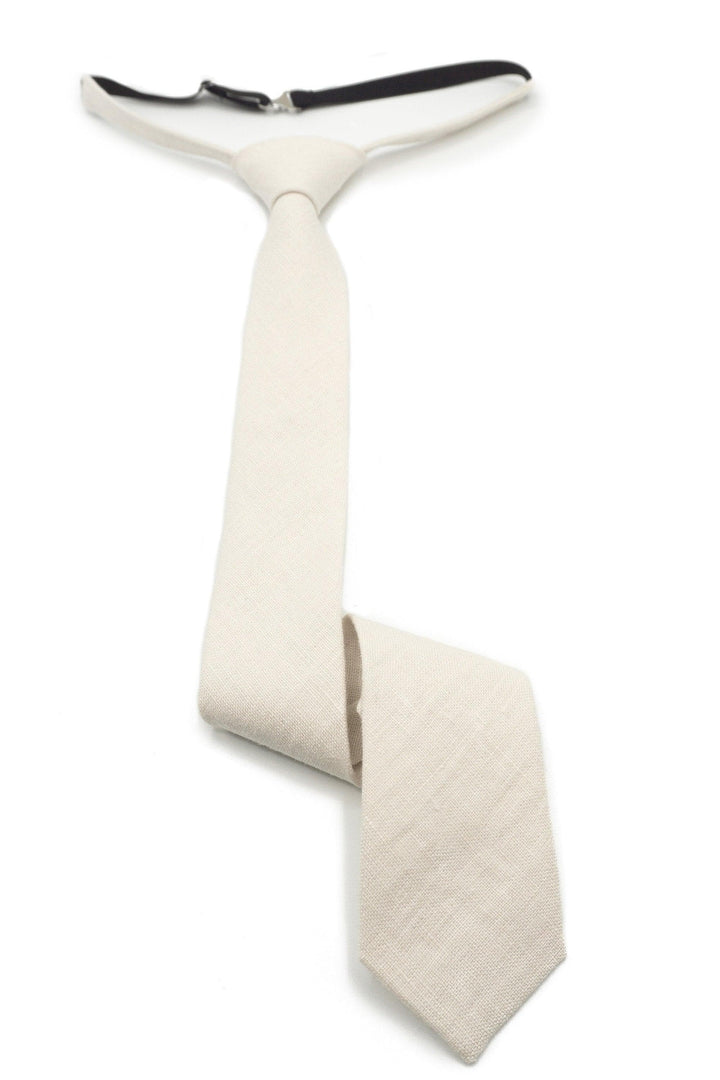 Ivory Linen Suspender and Bow Tie Set for Groomsmen and Boys