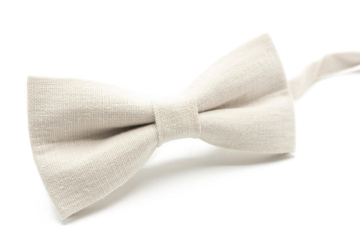 Ivory Linen Suspender and Bow Tie Set for Groomsmen and Boys