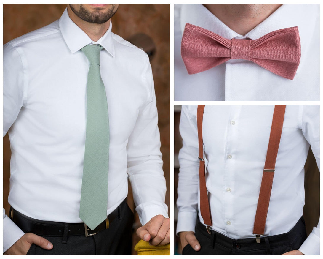 Ivory Bow Tie Set with Wedding Suspenders - Perfect for Boys Baptism, Ring Bearer, Christening, and More