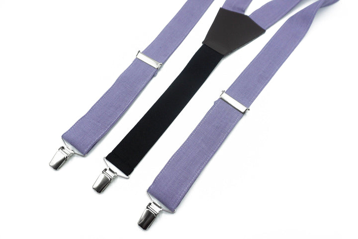 Complete Your Wedding Attire with Our Linen Lavender Bow Tie and Suspender Set - Perfect for Groomsmen, Kids, and Toddler Boys!
