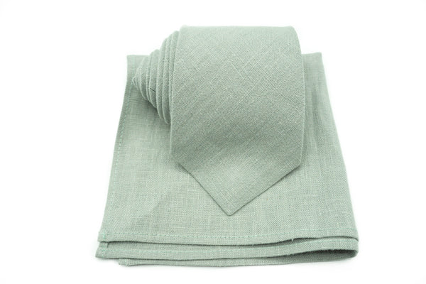 Eco-Friendly Sage Green Linen Necktie - A Sustainable Choice for the Conscious Gentleman