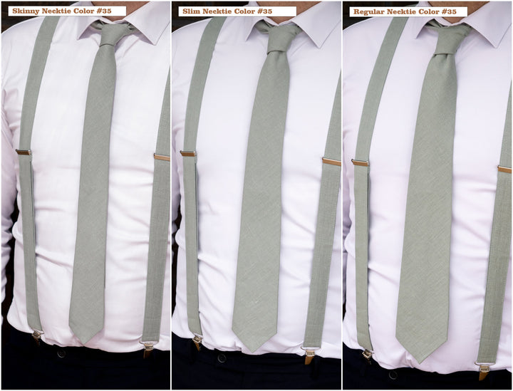 Elegant Dusty Sage Linen Bow Tie and Pocket Square Set