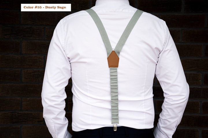Beige Linen Suspender & Bow Tie Set - Perfect for Toddlers, Boys, Men, and Groomsmen