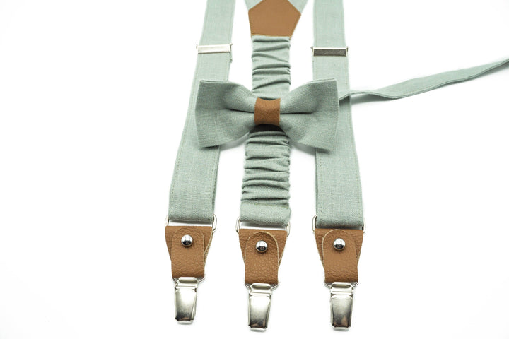 Stylish Sage Wedding Accessories: Bow Ties, Ties, Suspenders for Grooms, Groomsmen & Boys