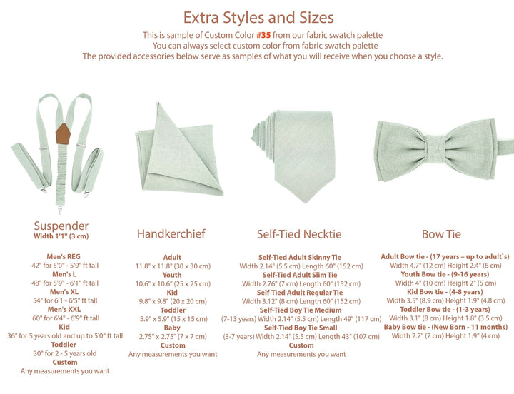 Linen Terracotta Wedding Set: Bow Tie, Pocket Square, Necktie, Suspenders for Groom, Groomsmen, and Boys
