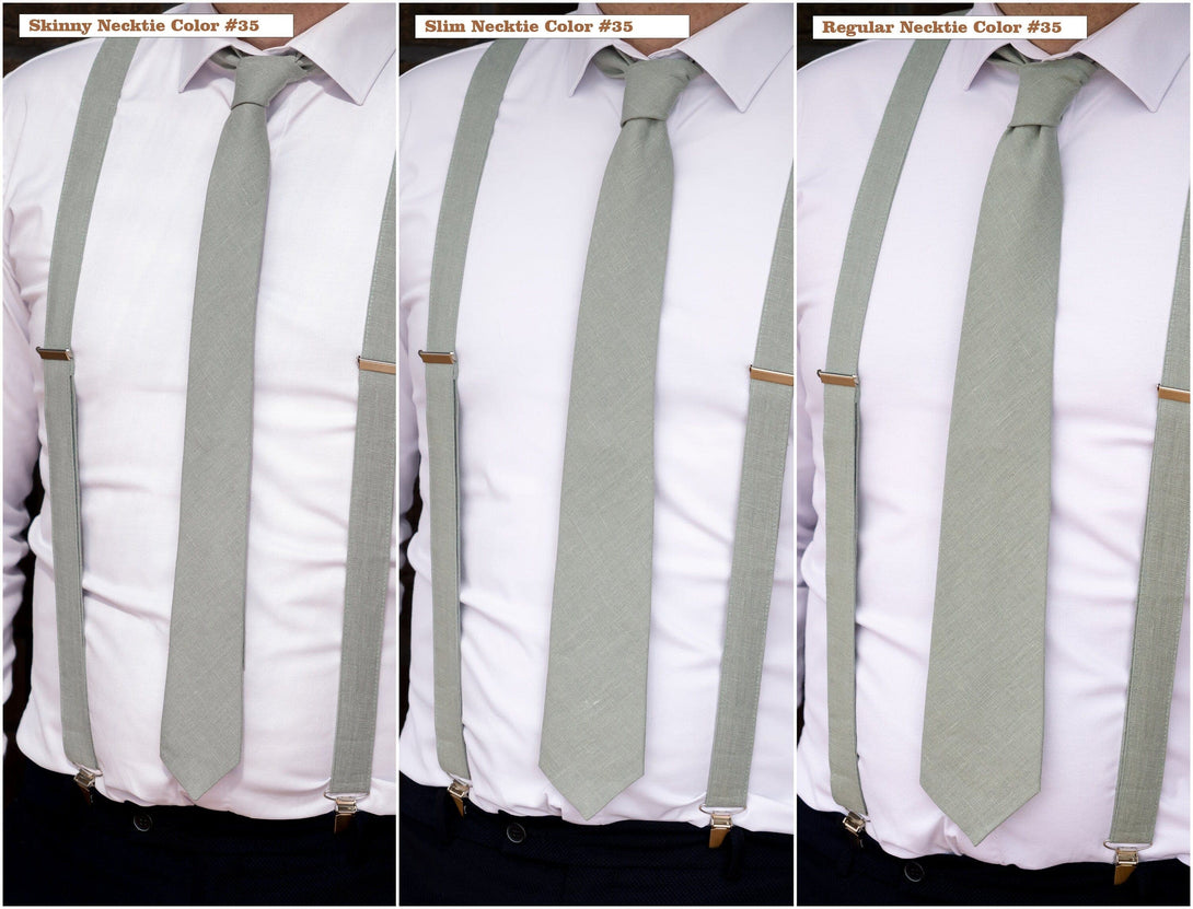 Versatile Beige Linen Suspender & Bow Tie Set | Available in Multiple Sizes and Colors