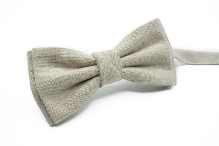 Beige Bow Tie and Suspender Set - Groom's Bow Tie, Beige Suspender - Perfect for Weddings and Special Occasions
